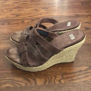 UGG Chocolate Brown Tawnie Wedges, Sz11